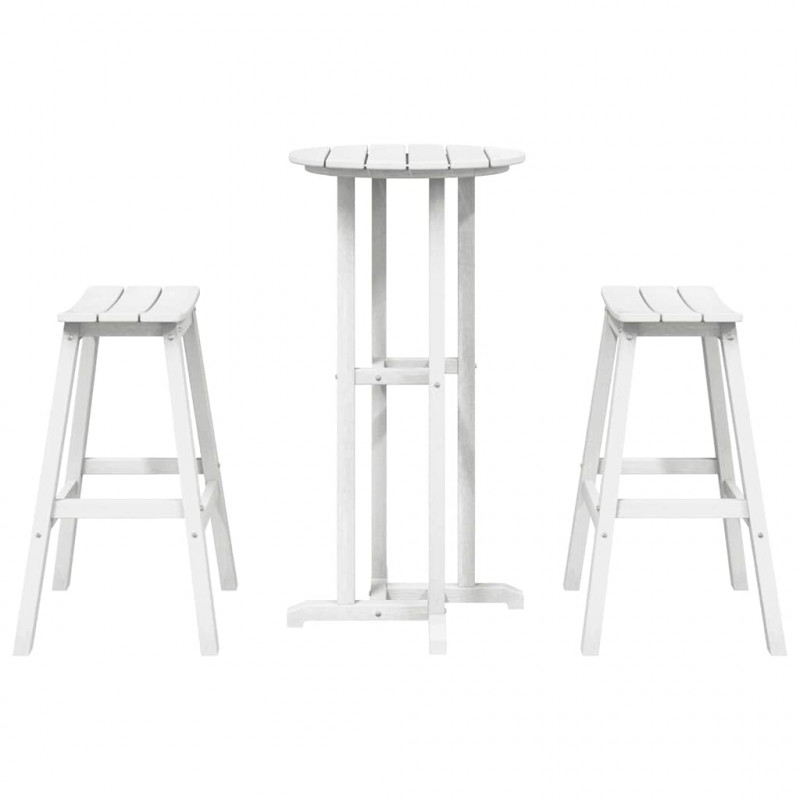Zestaw barowy w ogrodzie 3 pcs Biały HDPE