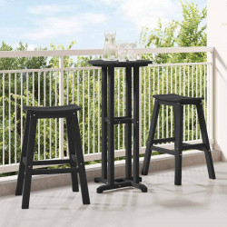 Zestaw barowy w ogrodzie 3 pcs Czarny HDPE