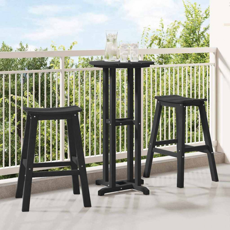 Zestaw barowy w ogrodzie 3 pcs Czarny HDPE
