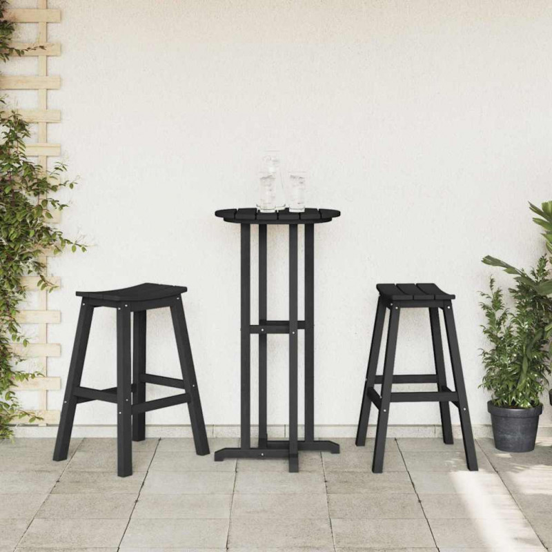 Zestaw barowy w ogrodzie 3 pcs Czarny HDPE