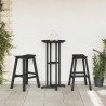 Zestaw barowy w ogrodzie 3 pcs Czarny HDPE