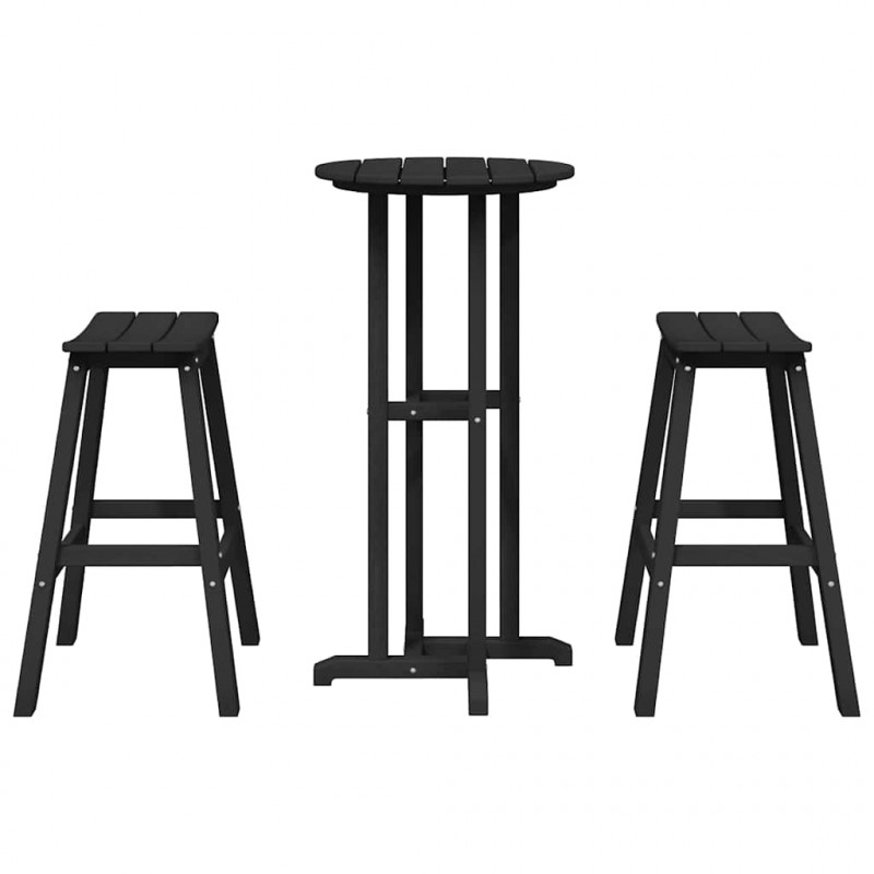 Zestaw barowy w ogrodzie 3 pcs Czarny HDPE