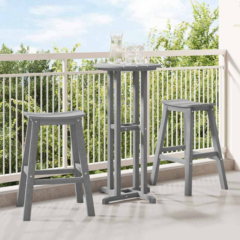 Zestaw barowy w ogrodzie 3 pcs Jasnoszary HDPE