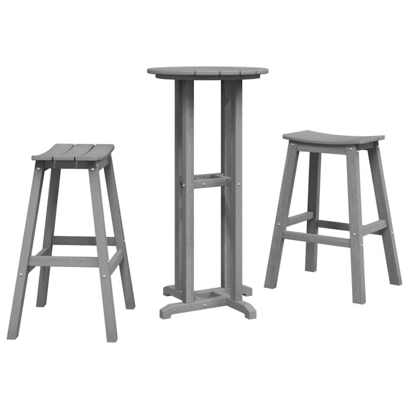 Zestaw barowy w ogrodzie 3 pcs Jasnoszary HDPE