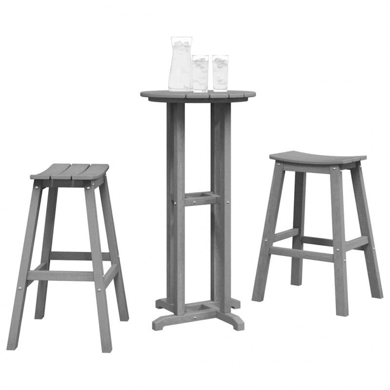Zestaw barowy w ogrodzie 3 pcs Jasnoszary HDPE