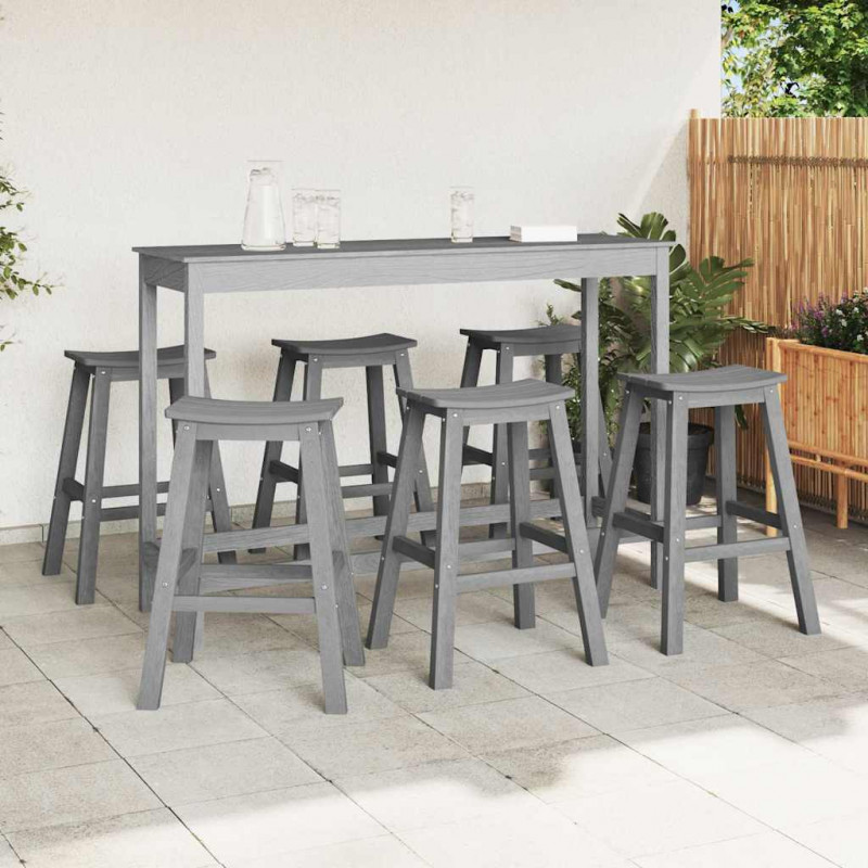 Zestaw barowy w ogrodzie 6 pcs Jasnoszary HDPE