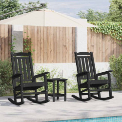 Fotel bujany 3 pcs Czarny Polietylen