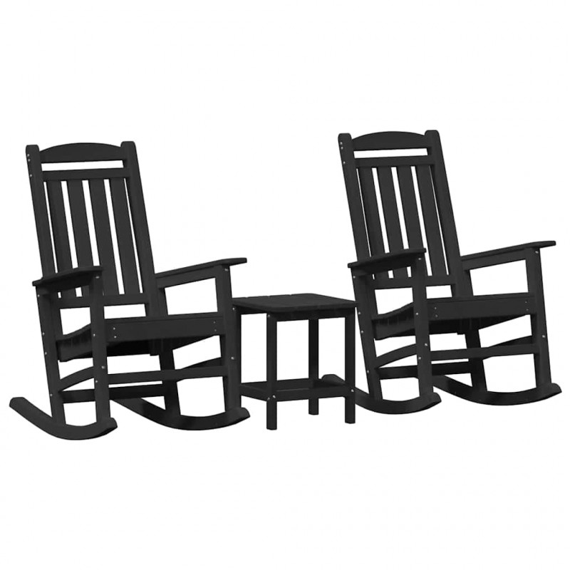 Fotel bujany 3 pcs Czarny Polietylen