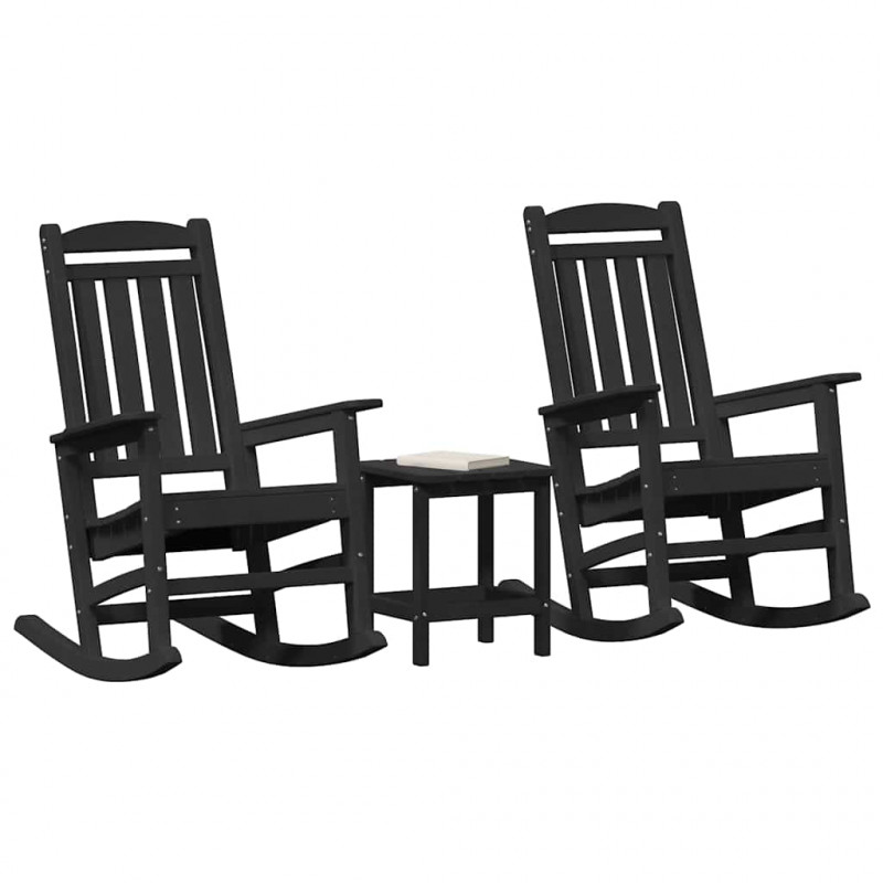 Fotel bujany 3 pcs Czarny Polietylen