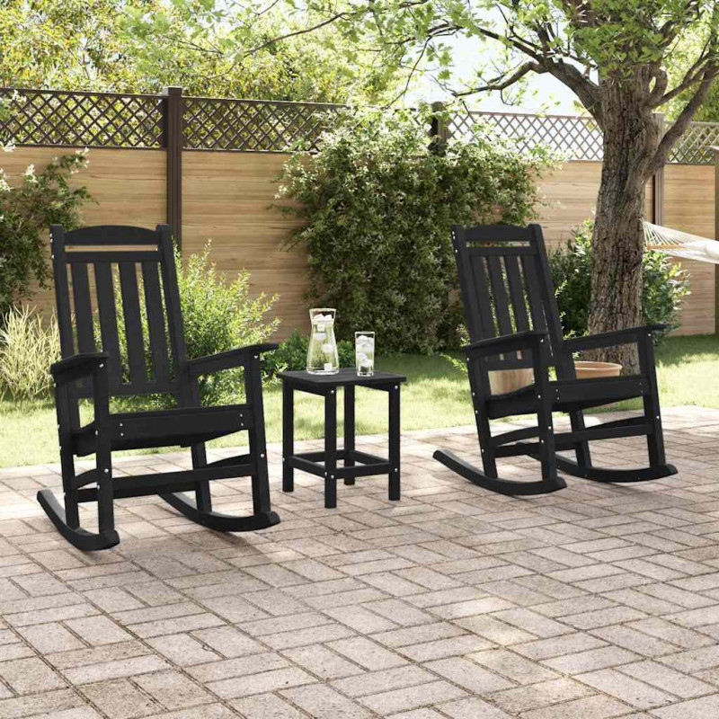 Fotel bujany 3 pcs Czarny Polietylen