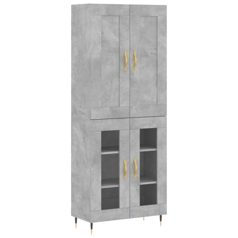 Witrynka, szarość betonu 69,5x34x180 cm materiał drewnopochodny