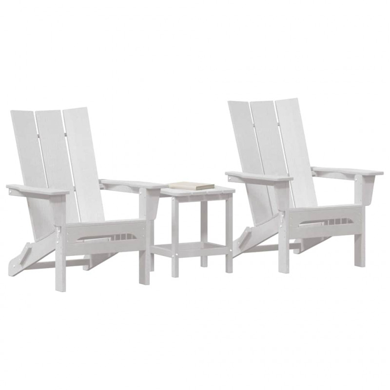 Krzesło Ogrodowe 3 pcs Biały 80.5 x 74.5 x 92 cm Polietylen