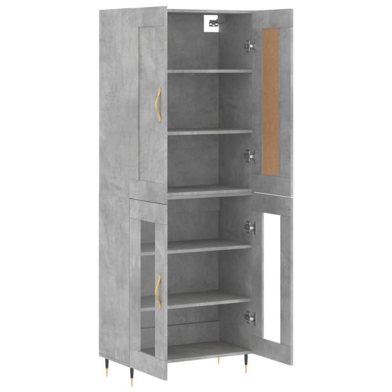 Witrynka, szarość betonu 69,5x34x180 cm materiał drewnopochodny
