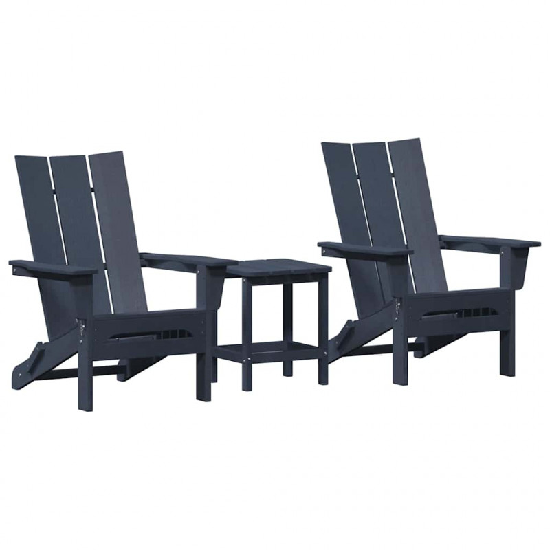 Krzesło Ogrodowe 3 pcs Granatowy 80.5 x 74.5 x 92 cm Polietylen