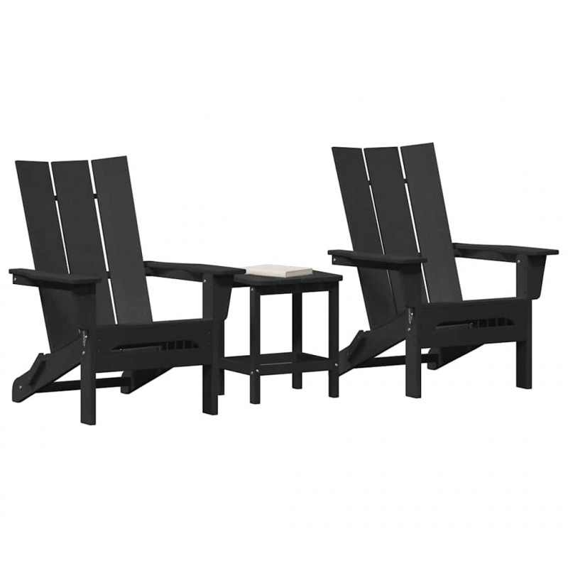 Krzesło Ogrodowe 3 pcs Czarny 80.5 x 74.5 x 92 cm Polietylen