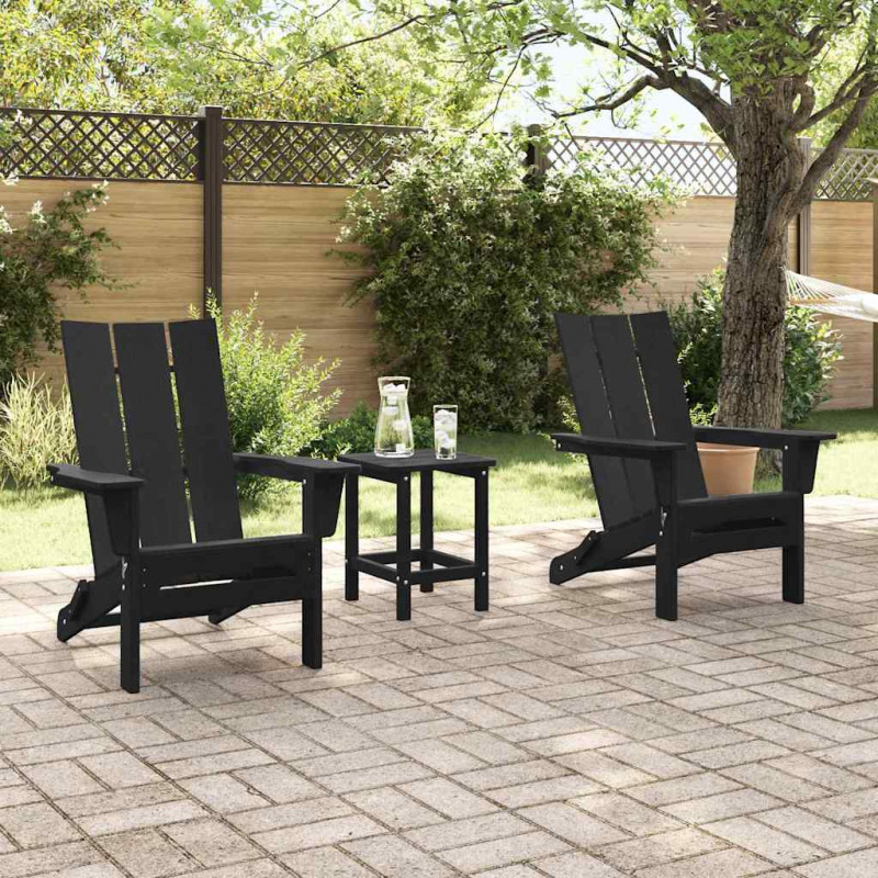 Krzesło Ogrodowe 3 pcs Czarny 80.5 x 74.5 x 92 cm Polietylen