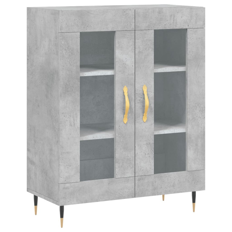 Witrynka, szarość betonu 69,5x34x180 cm materiał drewnopochodny