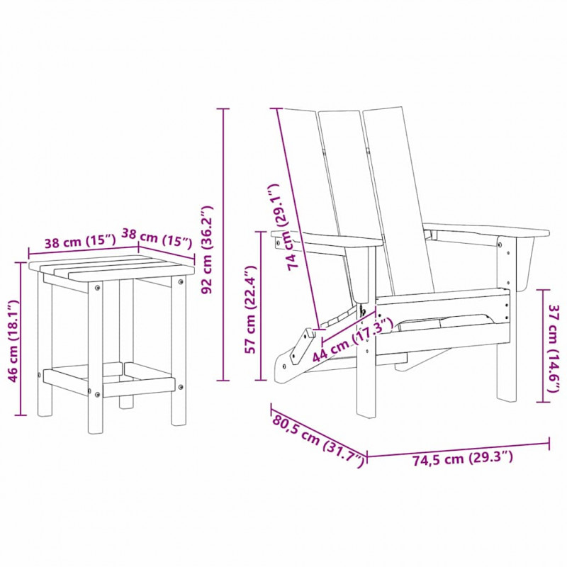 Krzesło Ogrodowe 3 pcs Czarny 80.5 x 74.5 x 92 cm Polietylen