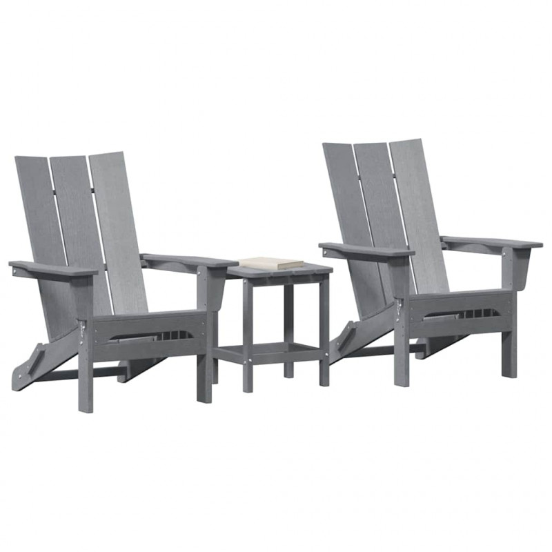 Krzesło Ogrodowe 3 pcs Jasnoszary 80.5 x 74.5 x 92 cm
