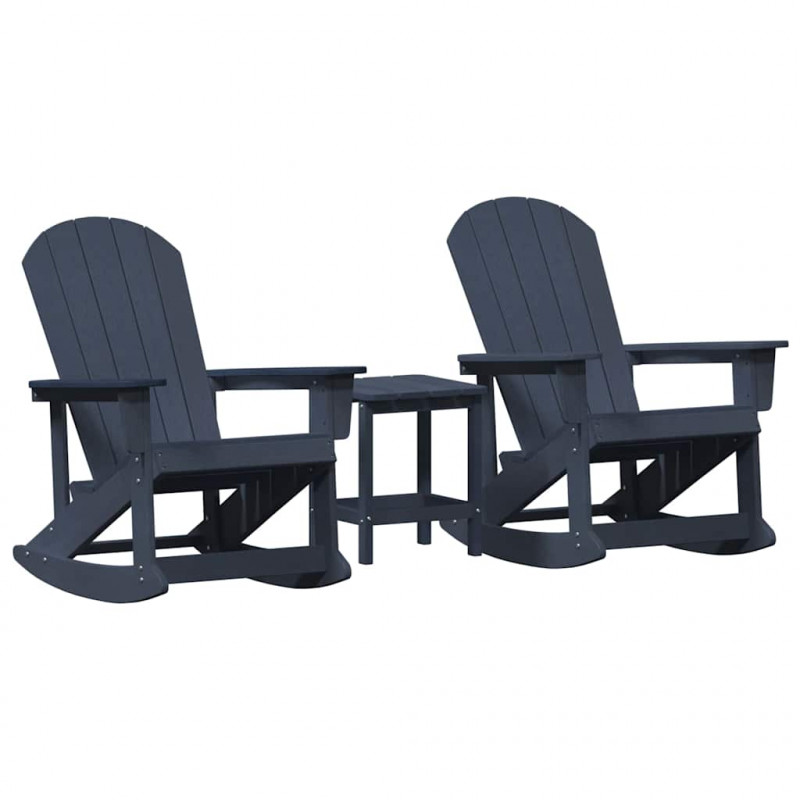 Zestaw wypoczynkowy w ogrodzie 3 pcs Granatowy HDPE