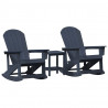 Zestaw wypoczynkowy w ogrodzie 3 pcs Granatowy HDPE