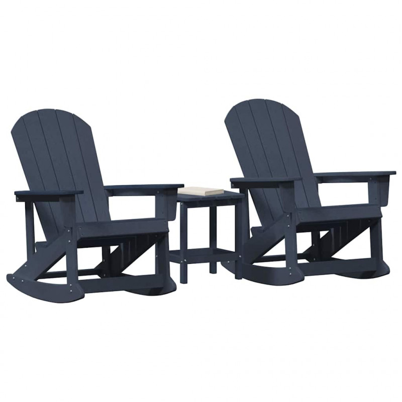Zestaw wypoczynkowy w ogrodzie 3 pcs Granatowy HDPE
