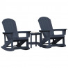 Zestaw wypoczynkowy w ogrodzie 3 pcs Granatowy HDPE