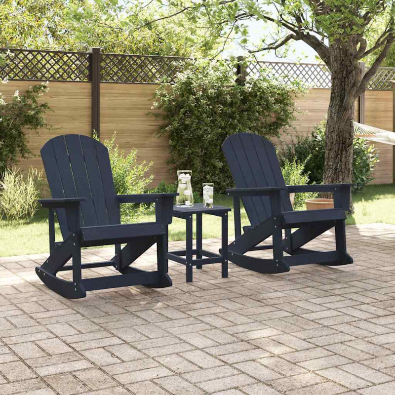 Zestaw wypoczynkowy w ogrodzie 3 pcs Granatowy HDPE