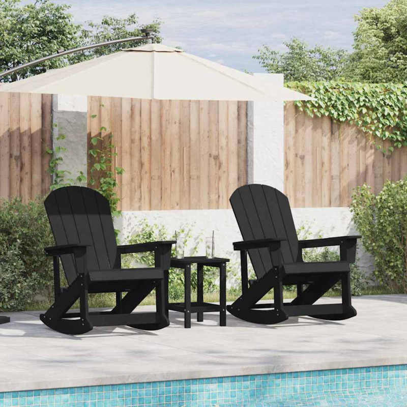 Zestaw wypoczynkowy w ogrodzie 3 pcs Czarny HDPE