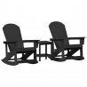 Zestaw wypoczynkowy w ogrodzie 3 pcs Czarny HDPE