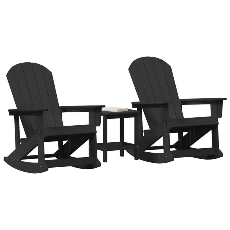 Zestaw wypoczynkowy w ogrodzie 3 pcs Czarny HDPE