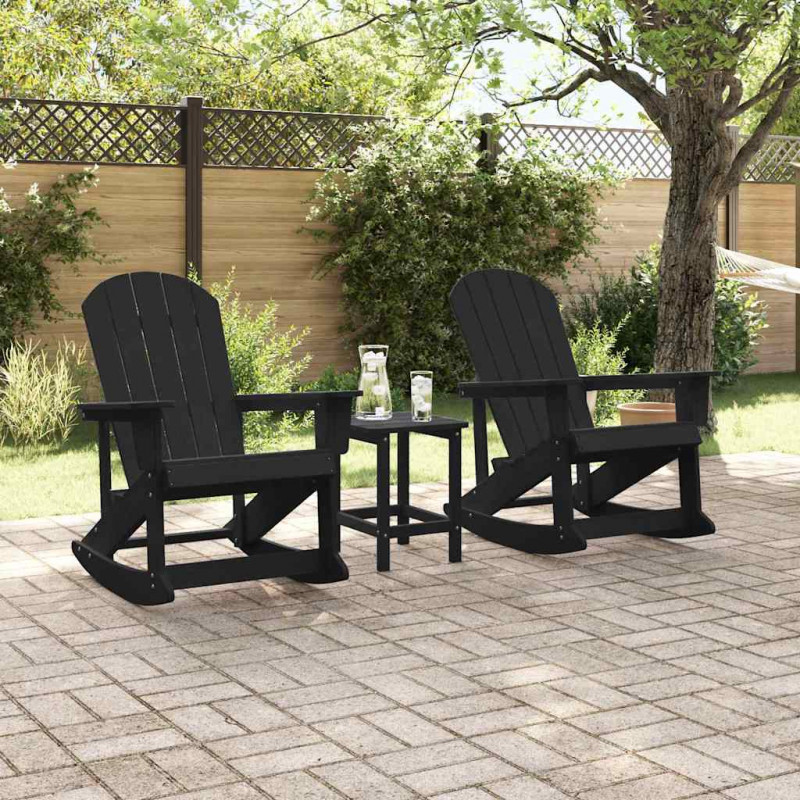 Zestaw wypoczynkowy w ogrodzie 3 pcs Czarny HDPE