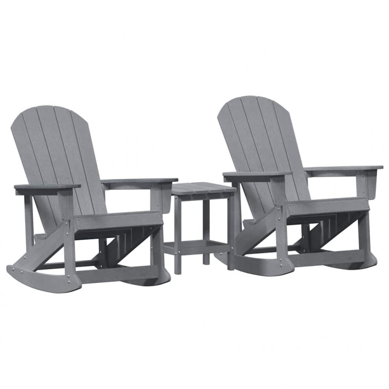 Zestaw wypoczynkowy w ogrodzie 3 pcs Jasnoszary HDPE