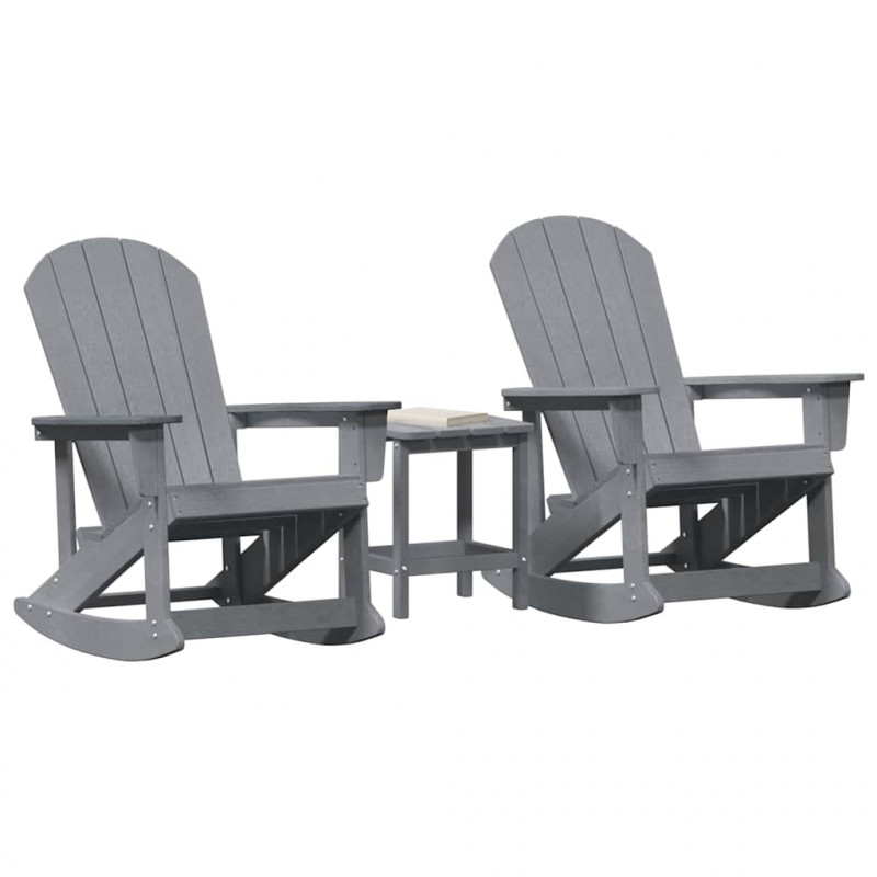 Zestaw wypoczynkowy w ogrodzie 3 pcs Jasnoszary HDPE