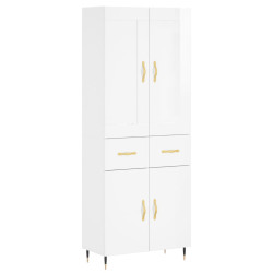 Witrynka biała połysk 69,5x34x180 cm materiał drewnopochodny
