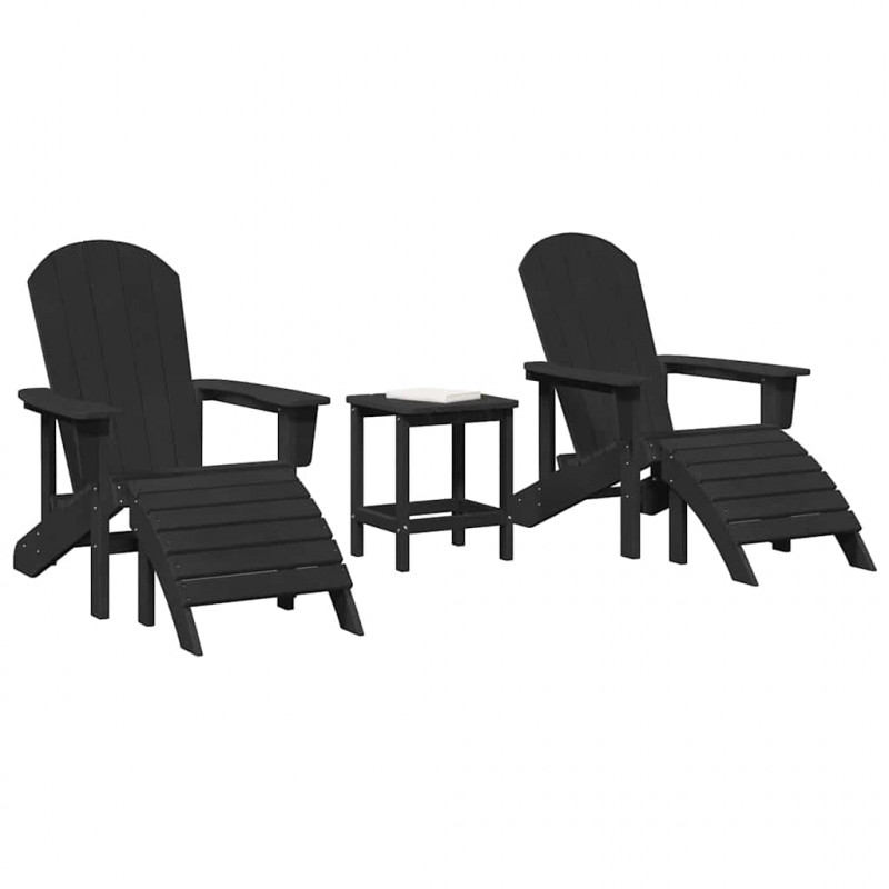 Krzesło Ogrodowe 3 pcs Czarny Polietylen