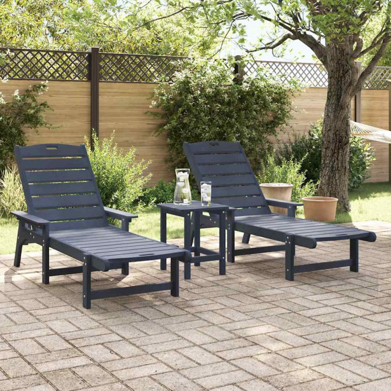 Leżak 2 pcs Granatowy 195,5 x 53 x 98,5 cm Polietylen