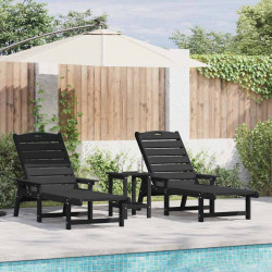 Leżak 2 pcs Czarny 195,5 x 53 x 98,5 cm Polietylen