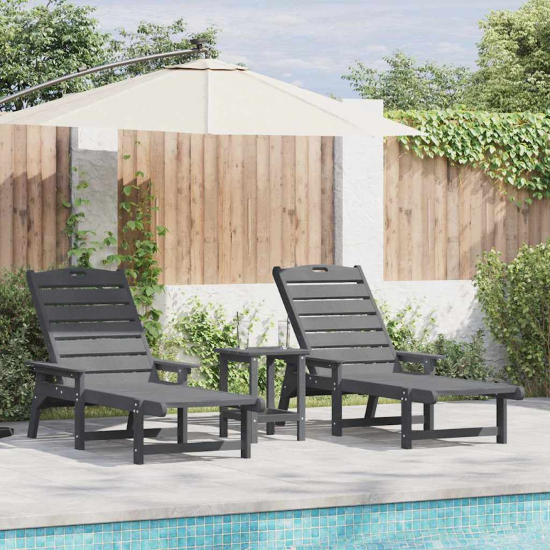 Leżak 2 pcs Jasnoszary 195,5 x 53 x 98,5 cm Polietylen