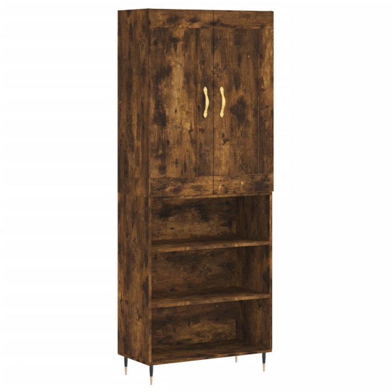 Witrynka przydymiony dąb 69,5x34x180 cm materiał drewnopochodny