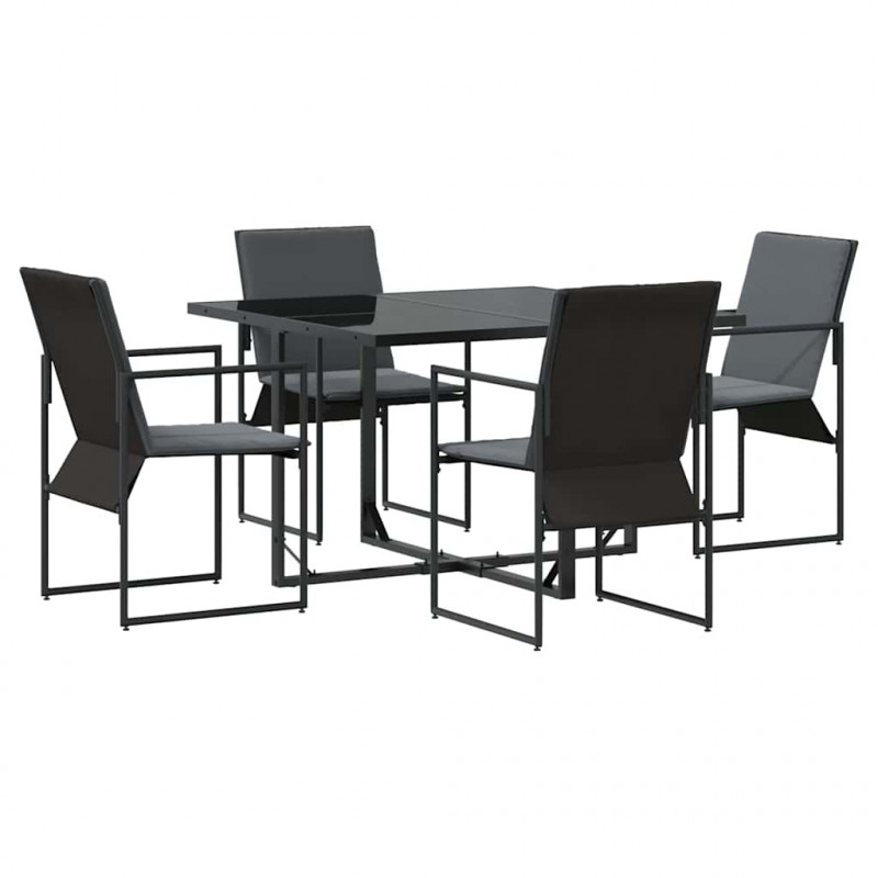 Zestaw do jadalni w ogrodzie 5 pcs Czarny Stal