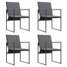 Zestaw do jadalni w ogrodzie 5 pcs Czarny Stal