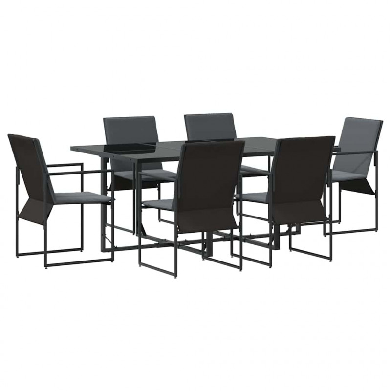 Zestaw do jadalni w ogrodzie 7 pcs Czarny Stal