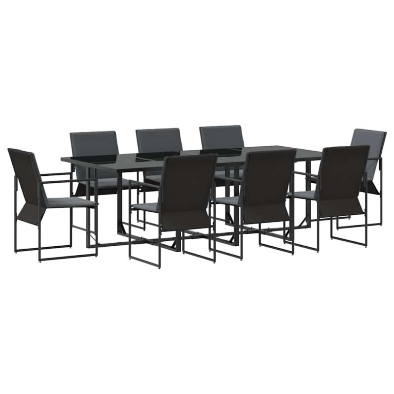 Zestaw do jadalni w ogrodzie 9 pcs Czarny Stal