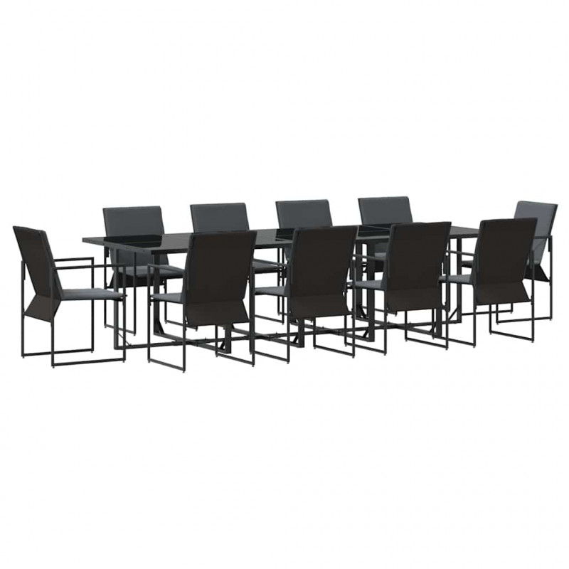 Zestaw do jadalni w ogrodzie 11 pcs Czarny Stal