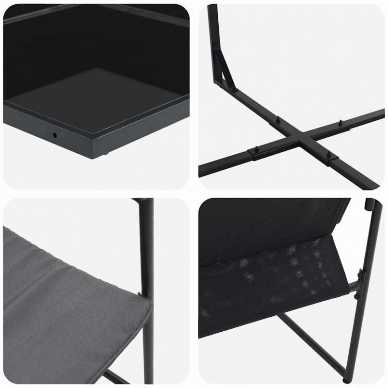 Zestaw do jadalni w ogrodzie 11 pcs Czarny Stal