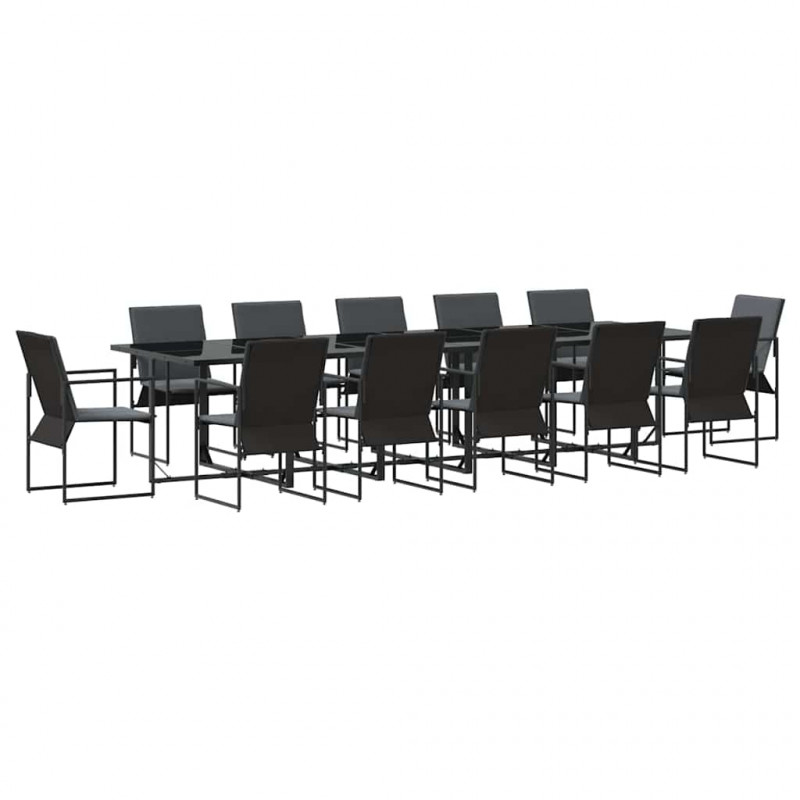 Zestaw do jadalni w ogrodzie 13 pcs Czarny Stal
