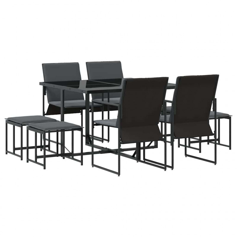Zestaw do jadalni w ogrodzie 9 pcs Czarny Stal