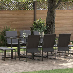 Zestaw do jadalni w ogrodzie 11 pcs Czarny Stal