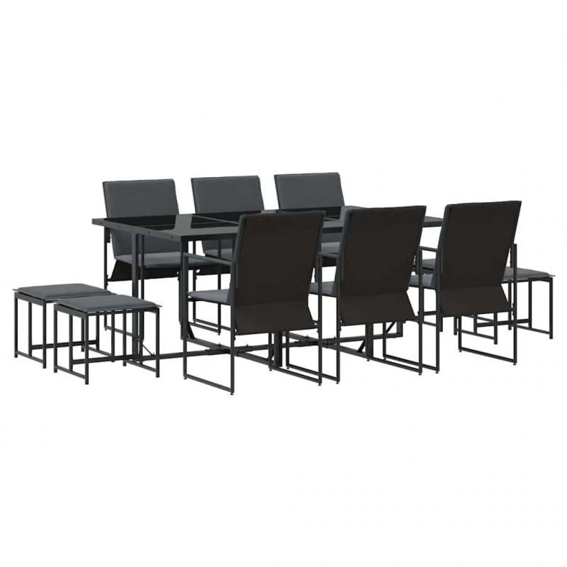 Zestaw do jadalni w ogrodzie 11 pcs Czarny Stal